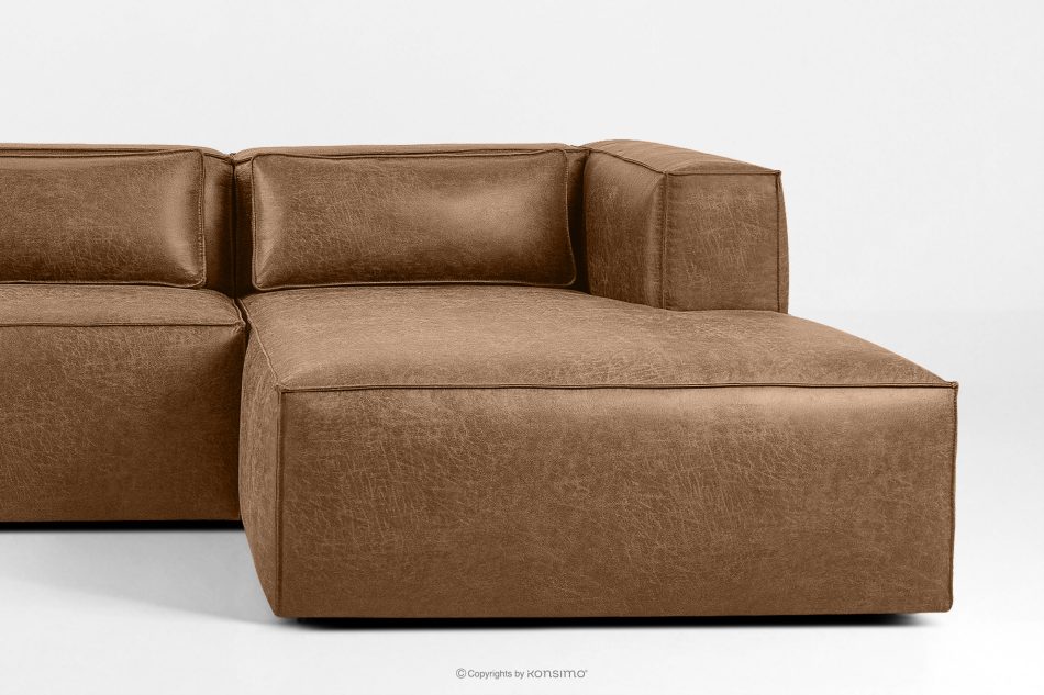 FEROX Rohová pohovka v štýle loft látka podobná koži hnedá pravá hnedá - obrázok 6