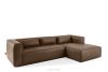 FEROX Rohová pohovka v štýle loft látka podobná koži tmavohnedá pravá tmavo hnedá - obrázok 3