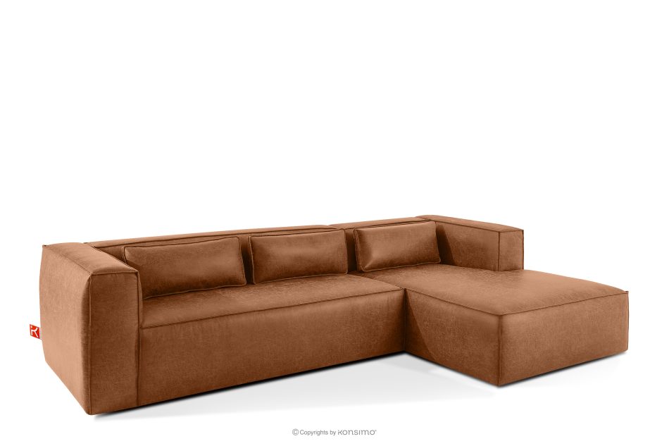 FEROX Rohová pohovka v štýle loft látka podobná koži červená pravá červená - obrázok 2