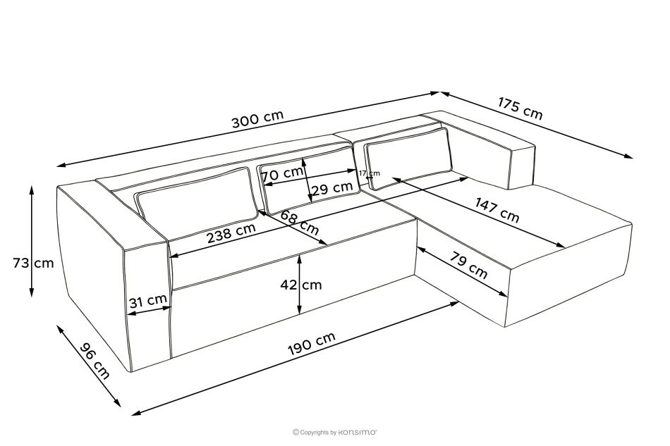 FEROX Rohová pohovka v štýle loft látka podobná koži tmavo sivá pravá tmavo šedá - obrázok 12