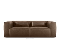 Trojmiestna pohovka v štýle loft látka podobná koži tmavohnedá