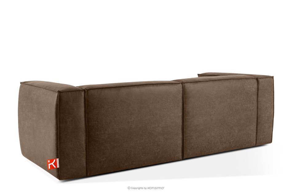 FEROX Trojmiestna pohovka v štýle loft látka podobná koži tmavohnedá tmavo hnedá - obrázok 3