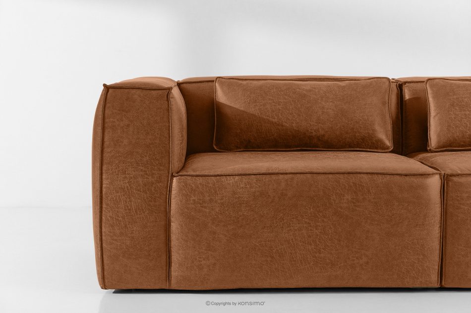 FEROX Trojmiestna pohovka v štýle loft látka podobná koži červená červená - obrázok 6