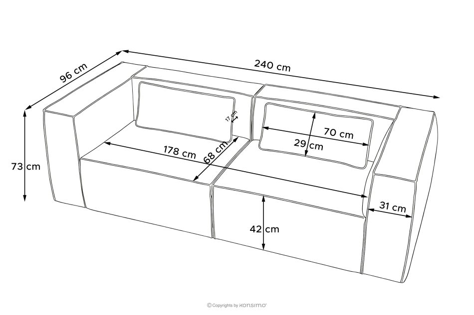 FEROX Trojmiestna pohovka v štýle loft kožená látka tmavo sivá tmavo šedá - obrázok 12
