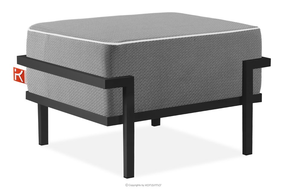 TRIGLO Záhradný taburet na kovových nohách, tmavo sivý/čierny/biely tmavo sivá/čierna/biela - obrázok 2