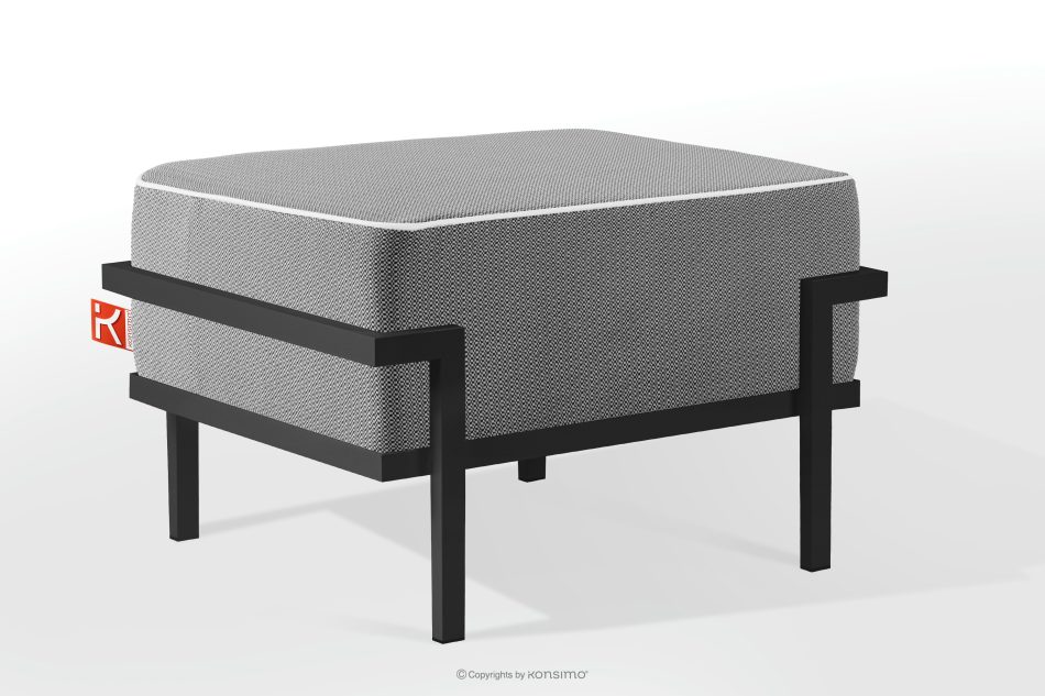 TRIGLO Záhradný taburet na kovových nohách, tmavo sivý/čierny/biely tmavo sivá/čierna/biela - obrázok 1