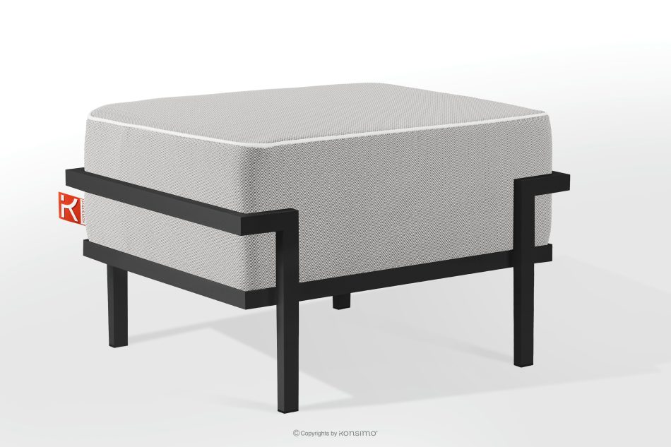 TRIGLO Záhradný taburet na kovových nohách, tmavo sivý/tmavo sivý/biely tmavo sivá/tmavo sivá/biela - obrázok 1