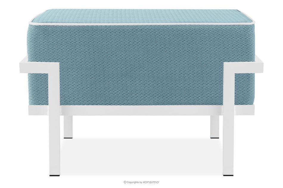 TRIGLO Záhradný taburet na kovových nohách, biely/morská modrá/biely biela/námornícka modrá/biela - obrázok 0