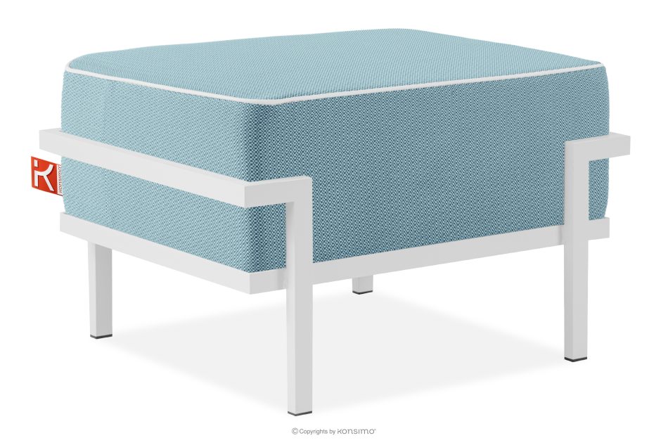 TRIGLO Záhradný taburet na kovových nohách, biely/morská modrá/biely biela/námornícka modrá/biela - obrázok 2