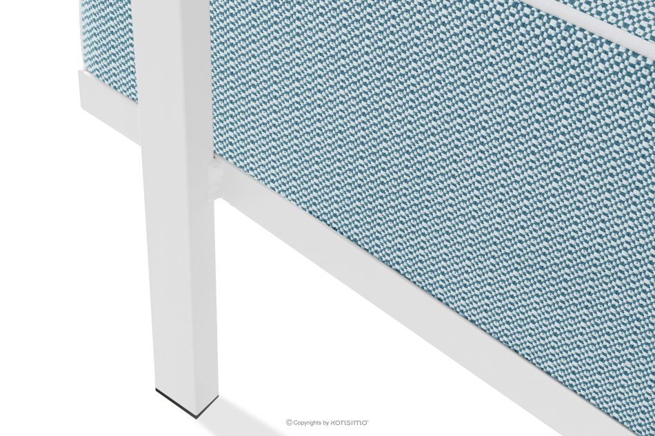TRIGLO Záhradný taburet na kovových nohách, biely/morská modrá/biely biela/námornícka modrá/biela - obrázok 5