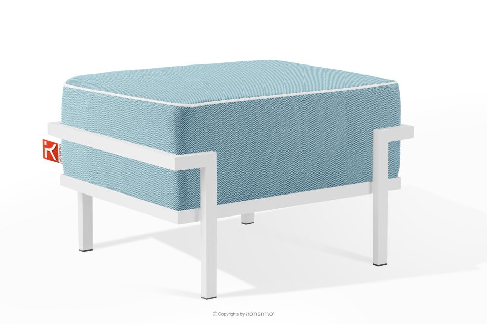 TRIGLO Záhradný taburet na kovových nohách, biely/morská modrá/biely biela/námornícka modrá/biela - obrázok 1