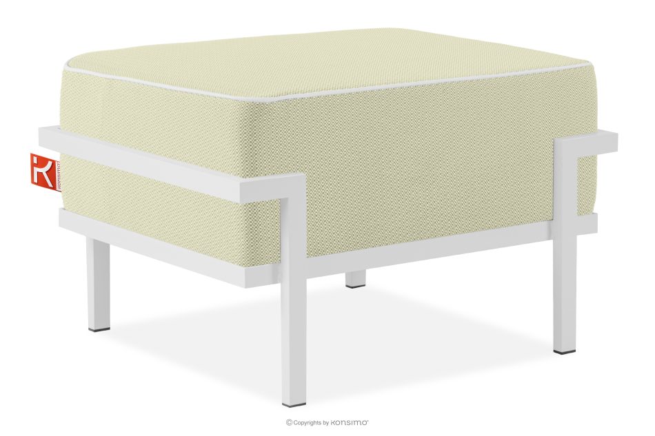 TRIGLO Záhradný taburet na kovových nohách, biely/svetlo zelený/biely biela/svetlo zelená/biela - obrázok 2