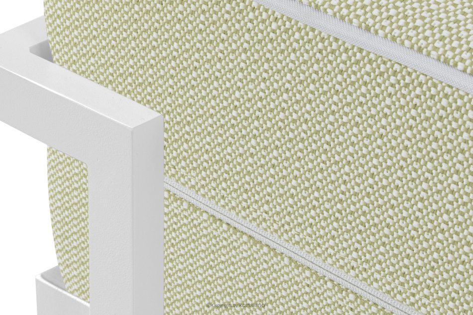 TRIGLO Záhradný taburet na kovových nohách, biely/svetlo zelený/biely biela/svetlo zelená/biela - obrázok 4