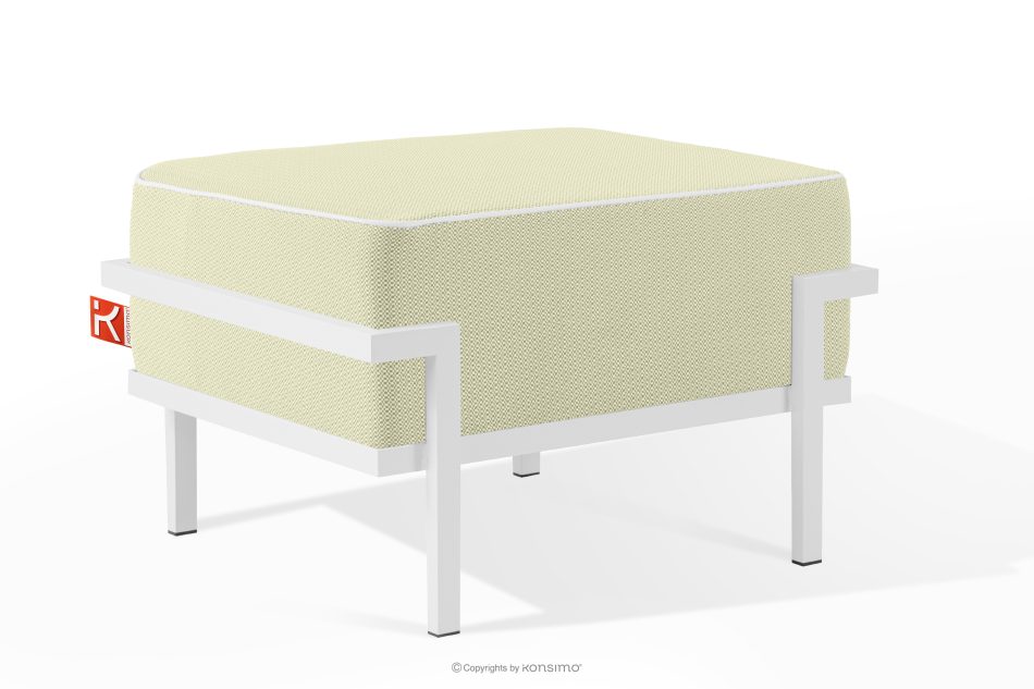 TRIGLO Záhradný taburet na kovových nohách, biely/svetlo zelený/biely biela/svetlo zelená/biela - obrázok 1