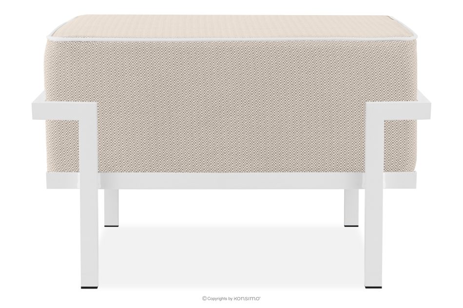 TRIGLO Záhradný taburet na kovových nohách, biely/tmavo béžový/biely biela/tmavo béžová/biela - obrázok 0