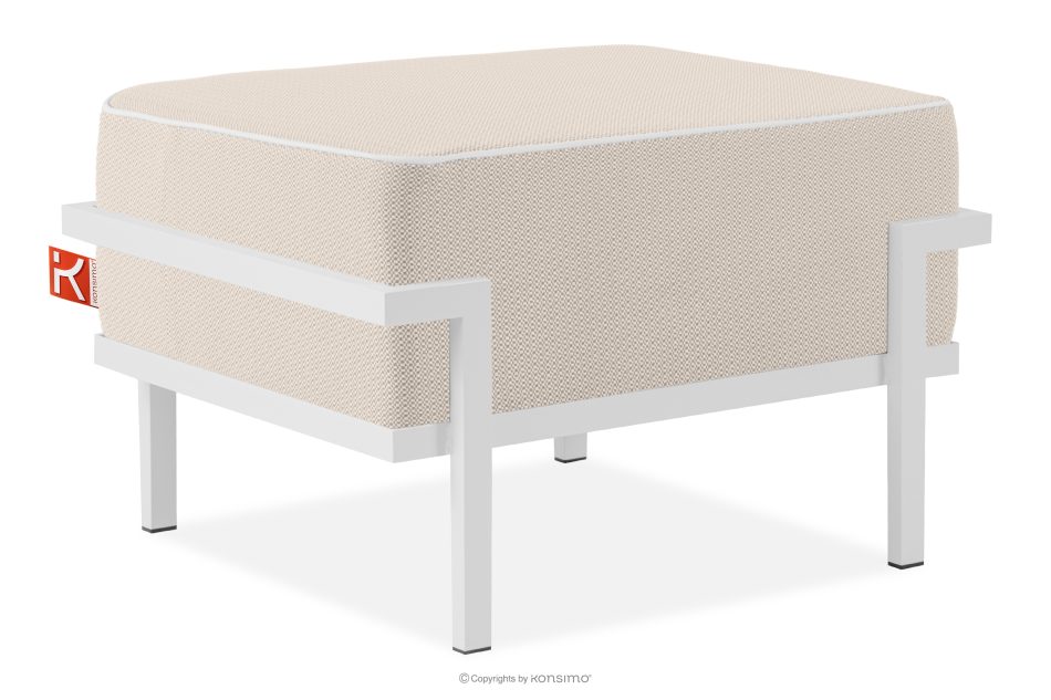 TRIGLO Záhradný taburet na kovových nohách, biely/tmavo béžový/biely biela/tmavo béžová/biela - obrázok 2