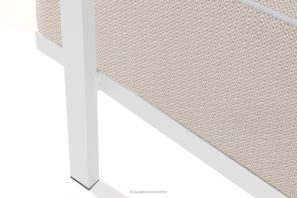 TRIGLO Záhradný taburet na kovových nohách, biely/tmavo béžový/biely biela/tmavo béžová/biela - obrázok 5