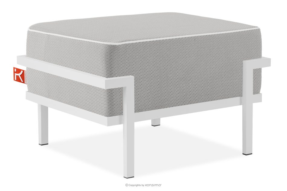 TRIGLO Záhradný taburet na kovových nohách, biely/tmavo sivý/biely biela/tmavo sivá/biela - obrázok 2