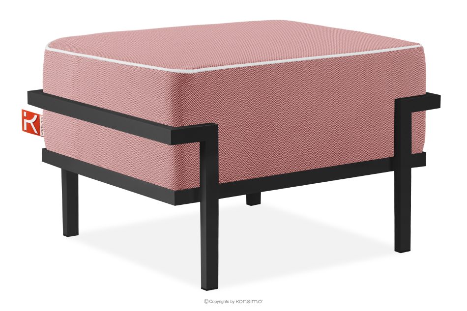 TRIGLO Záhradný taburet na kovových nohách, tmavo sivý/červený/biely tmavo sivá/červená/biela - obrázok 2