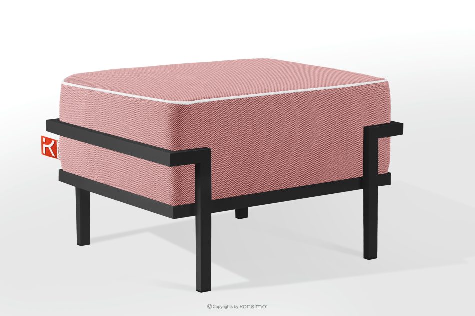 TRIGLO Záhradný taburet na kovových nohách, tmavo sivý/červený/biely tmavo sivá/červená/biela - obrázok 1