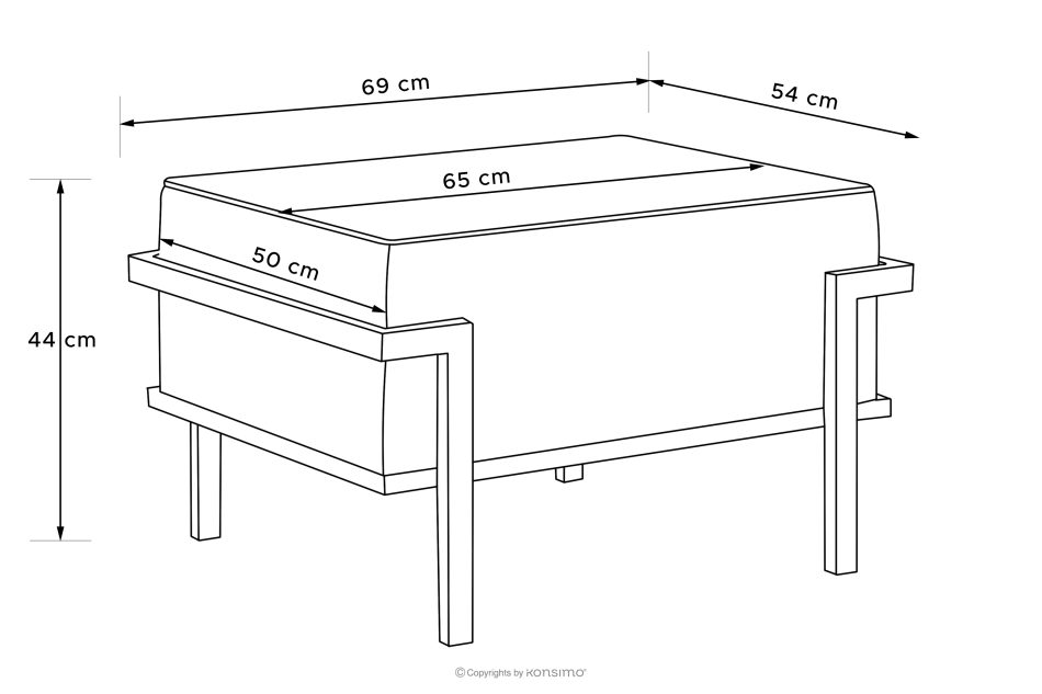 TRIGLO Záhradný taburet na kovových nohách, biely/morská modrá/biely biela/námornícka modrá/biela - obrázok 7