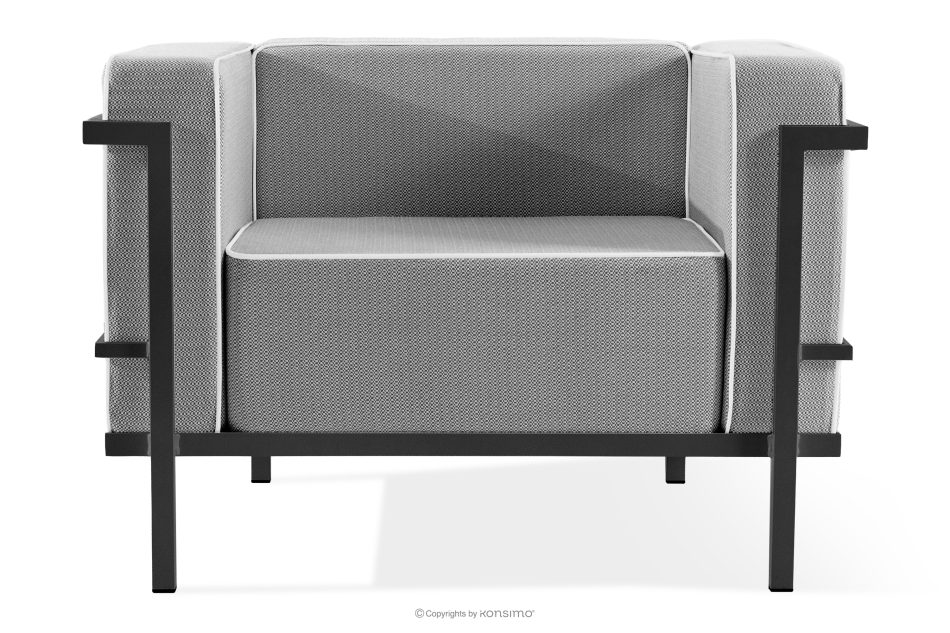 TRIGLO Moderné záhradné kreslo na kovových nohách tmavo sivá/čierna/biela tmavo sivá/čierna/biela - obrázok 0