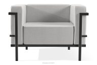 Moderné záhradné kreslo na kovových nohách, tmavošedá/tmavošedá/biela