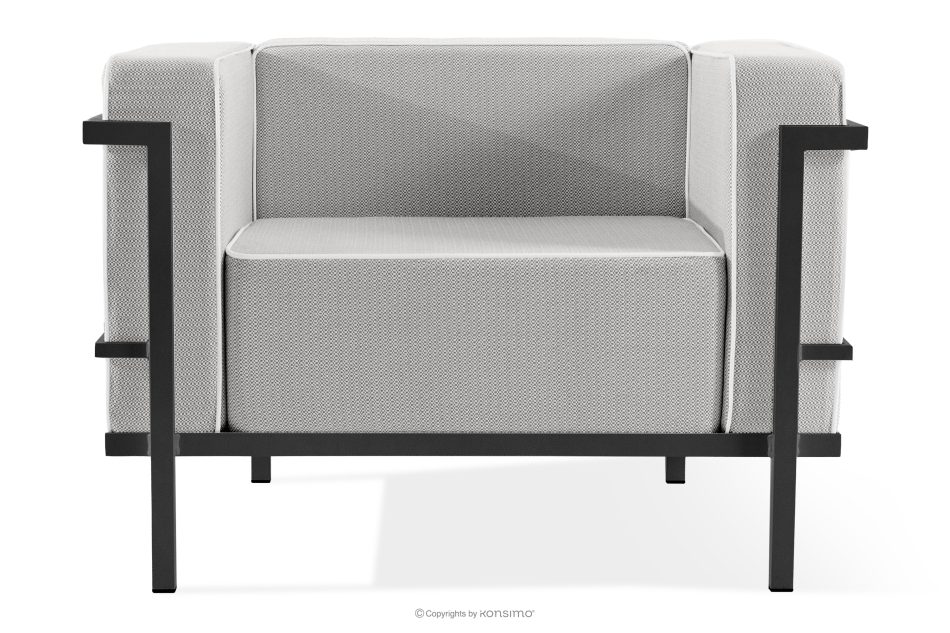 TRIGLO Moderné záhradné kreslo na kovových nohách, tmavošedá/tmavošedá/biela tmavo sivá/tmavo sivá/biela - obrázok 0