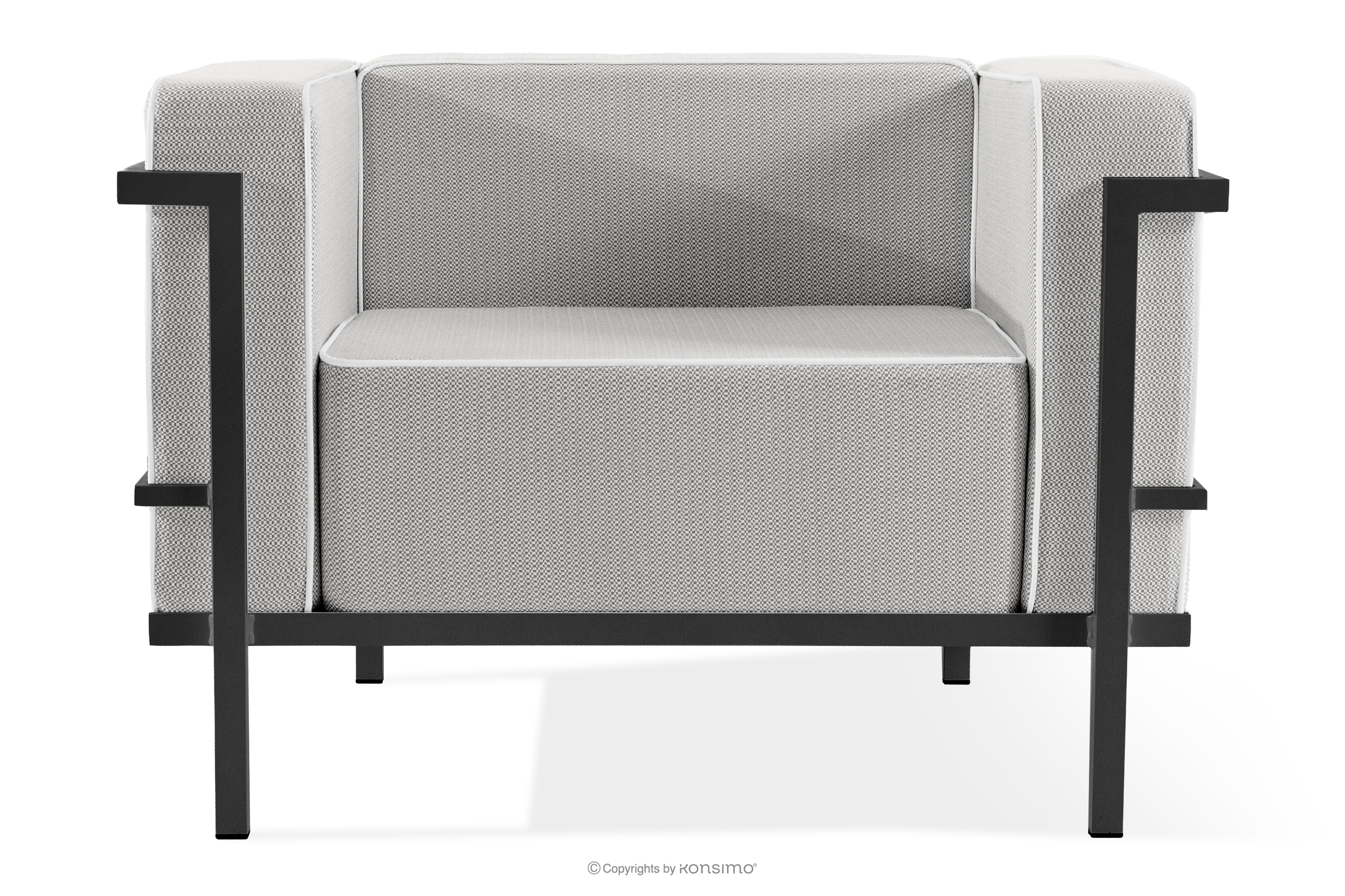 Moderné záhradné kreslo na kovových nohách, tmavošedá/tmavošedá/biela