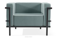 Moderné záhradné kreslo na kovových nohách, tmavošedá/tmavozelená/biela