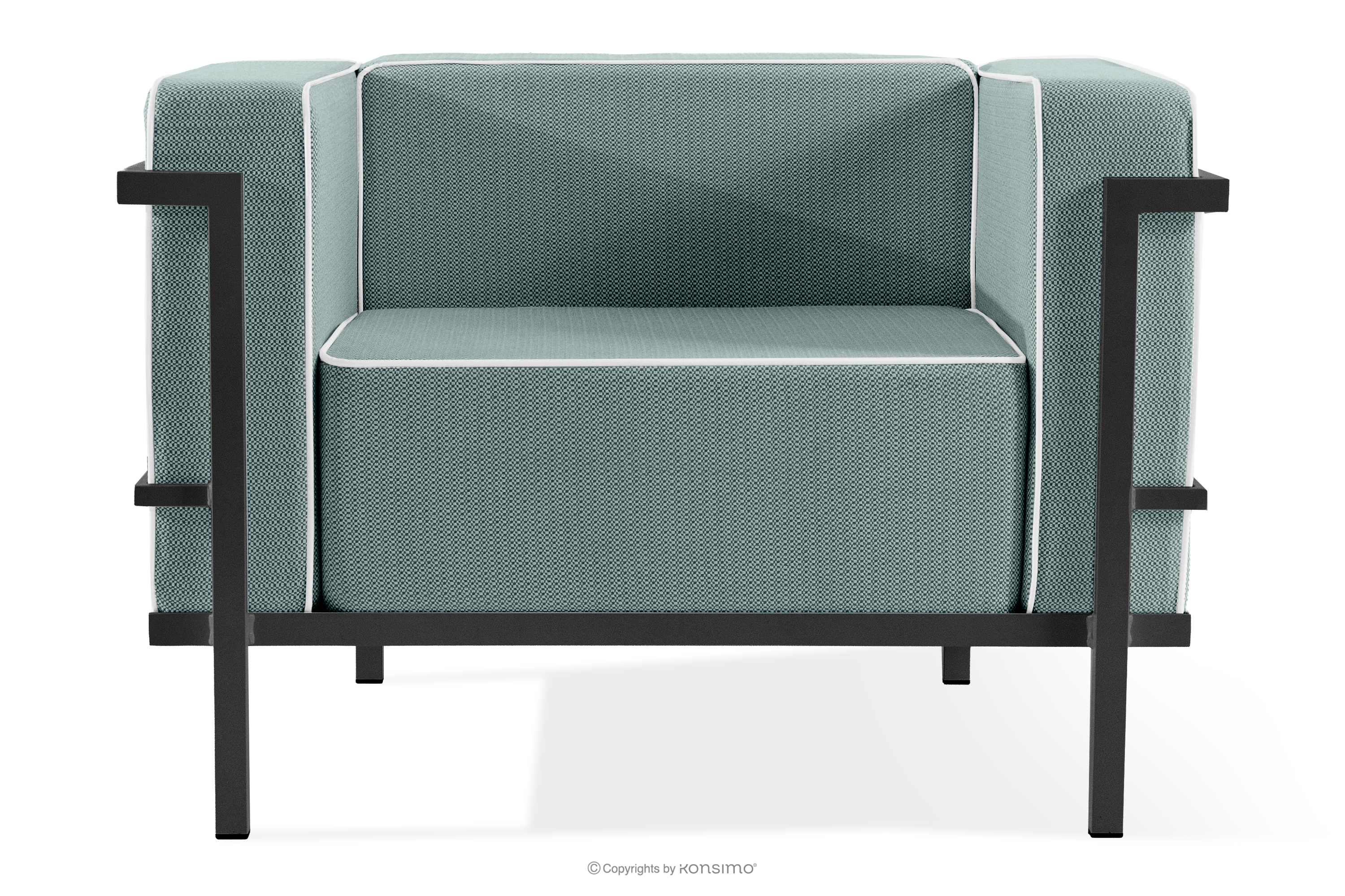 Moderné záhradné kreslo na kovových nohách, tmavošedá/tmavozelená/biela