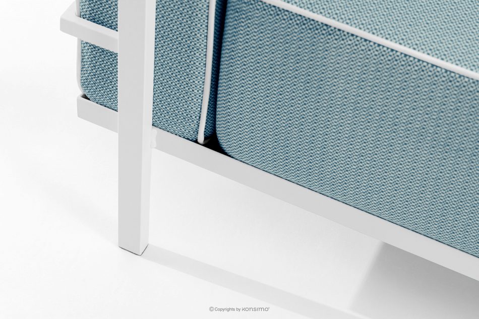 TRIGLO Moderné záhradné kreslo na kovových nohách, biele/morská modrá/biele biela/morská modrá/biela - obrázok 6