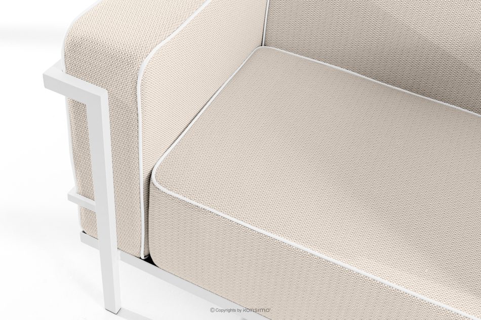 TRIGLO Moderné záhradné kreslo na kovových nohách, biele/tmavo béžové/biele biela/tmavá béžová/biela - obrázok 4