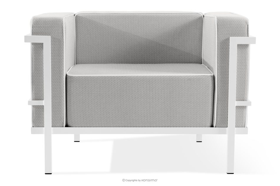 TRIGLO Moderné záhradné kreslo na kovových nohách, biele/tmavo šedé/biele biela/tmavo sivá/biela - obrázok 0