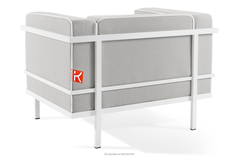 TRIGLO Moderné záhradné kreslo na kovových nohách, biele/tmavo šedé/biele biela/tmavo sivá/biela - obrázok 3