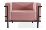 Moderné záhradné kreslo na kovových nohách, tmavošedá/červená/biela