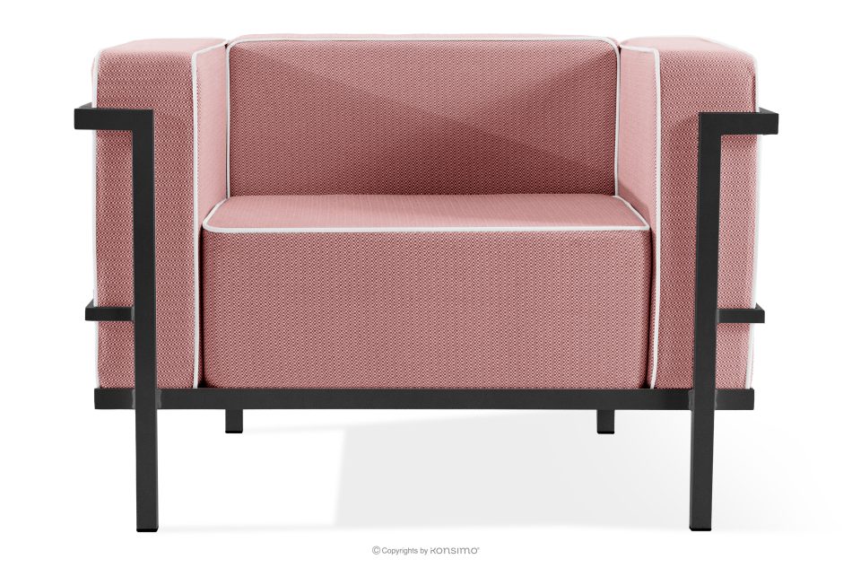 TRIGLO Moderné záhradné kreslo na kovových nohách, tmavošedá/červená/biela tmavo sivá/červená/biela - obrázok 0