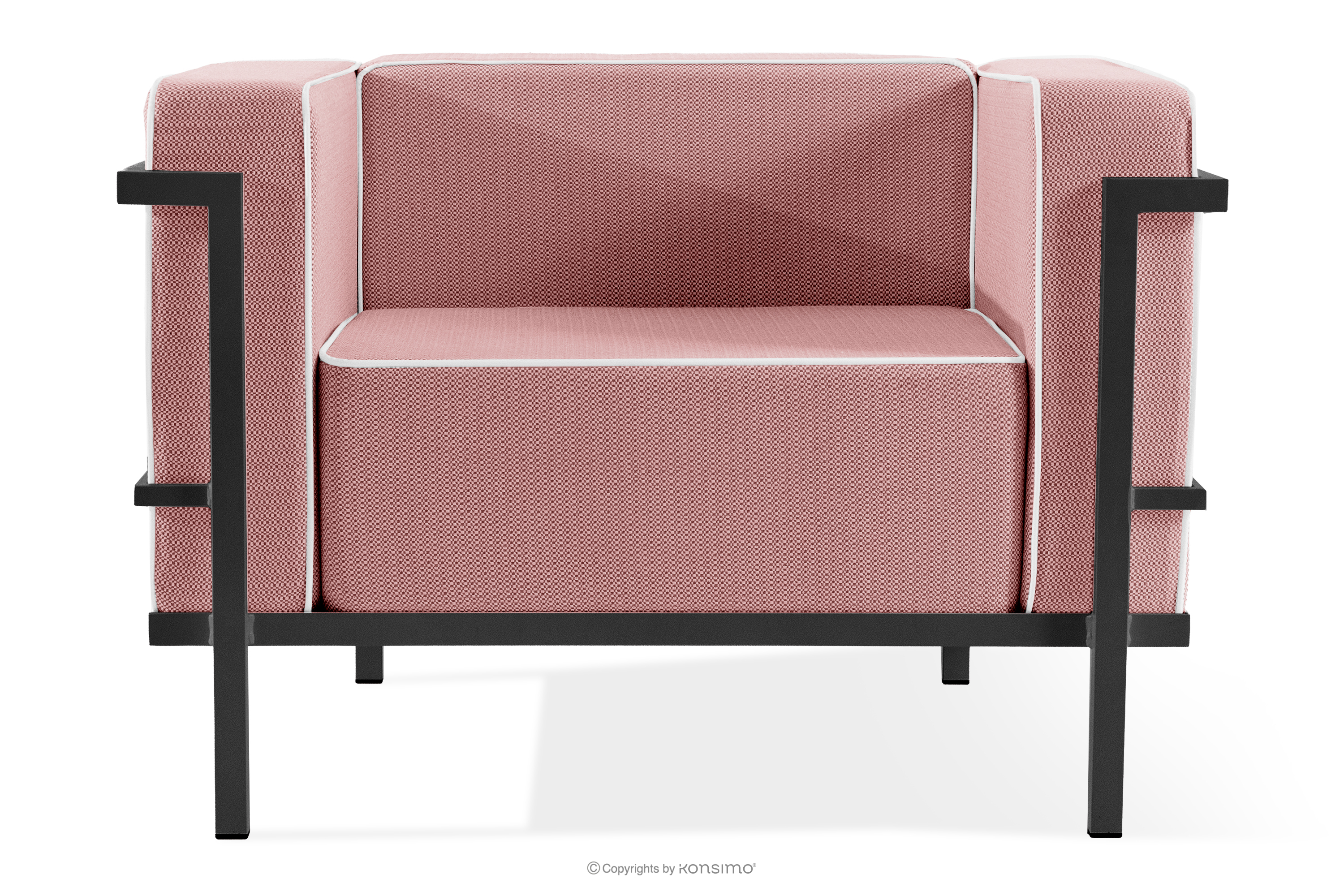 Moderné záhradné kreslo na kovových nohách, tmavošedá/červená/biela