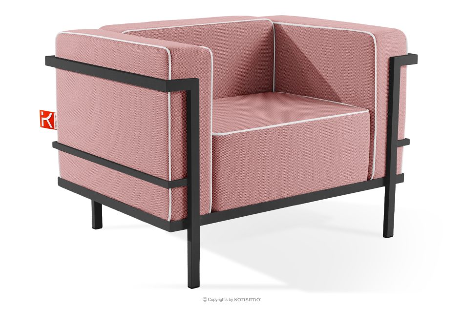 TRIGLO Moderné záhradné kreslo na kovových nohách, tmavošedá/červená/biela tmavo sivá/červená/biela - obrázok 2