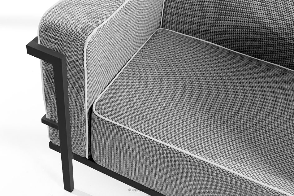 TRIGLO Moderná záhradná pohovka 2 na kovových nohách, tmavo sivá/čierna/biela tmavosivá/čierna/biela - obrázok 4