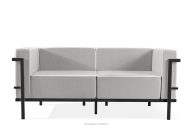 Moderná záhradná pohovka 2 na kovových nohách, tmavo sivá/tmavo sivá/biela