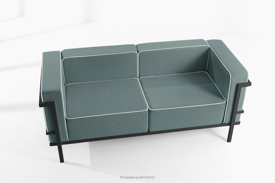 TRIGLO Moderná záhradná pohovka 2 na kovových nohách, tmavo sivá/tmavo zelená/biela tmavosivá/tmavozelená/biela - obrázok 1