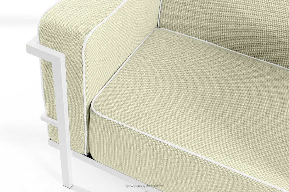 TRIGLO Moderná záhradná pohovka 2 na kovových nohách, biela/svetlo zelená/biela biela/svetlozelená/biela - obrázok 4