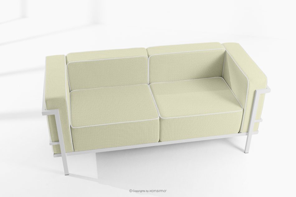 TRIGLO Moderná záhradná pohovka 2 na kovových nohách, biela/svetlo zelená/biela biela/svetlozelená/biela - obrázok 1