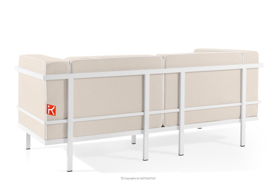 TRIGLO Moderná záhradná pohovka 2 na kovových nohách, biela/tmavo béžová/biela biela/tmavobežová/biela - obrázok 3