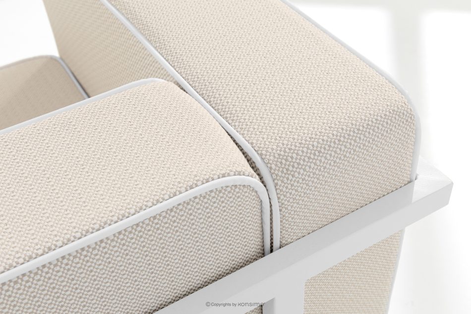 TRIGLO Moderná záhradná pohovka 2 na kovových nohách, biela/tmavo béžová/biela biela/tmavobežová/biela - obrázok 5