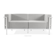 Moderná záhradná pohovka 2 na kovových nohách, biela/tmavo sivá/biela