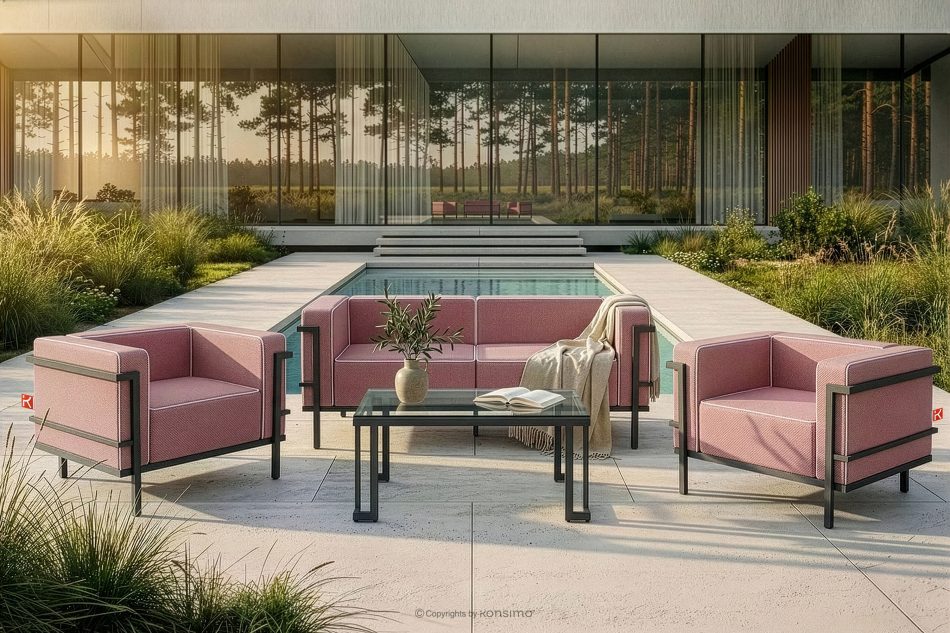 TRIGLO Moderná záhradná pohovka 2 na kovových nohách, tmavo sivá/červená/biela tmavosivá/červená/biela - obrázok 10