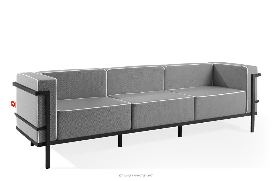 TRIGLO Moderná záhradná pohovka 3 na kovových nohách, tmavo šedá/čierna/biela tmavo sivá/čierna/biela - obrázok 2