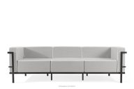 Moderná záhradná pohovka 3 na kovových nohách, tmavo sivá/tmavo sivá/biela